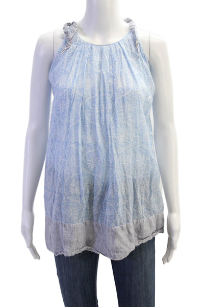 Roller Rabbit Girls Sleeveless Crew Neck Floral Striped Dress Blue White Size 10
