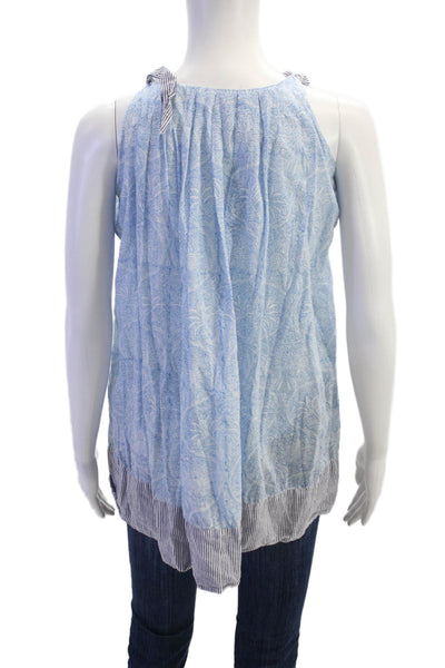 Roller Rabbit Girls Sleeveless Crew Neck Floral Striped Dress Blue White Size 10
