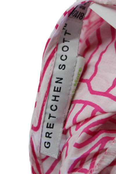 Gretchen Scott Girls Long Sleeve V Neck Floral Shirt Dress Pink White Size 8-10
