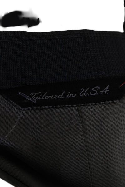 Halston Mens Wool Double Breasted Plaid Blazer Jacket Gray Size 42"