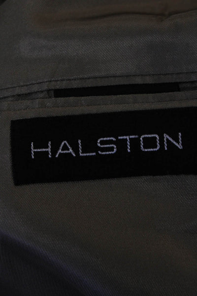 Halston Mens Wool Double Breasted Plaid Blazer Jacket Gray Size 42"