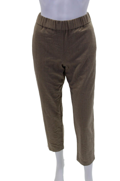 Theory Womens Elastic Waistband Straight Leg Casual Pants Brown Size 0