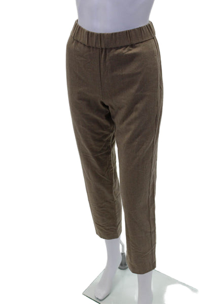 Theory Womens Elastic Waistband Straight Leg Casual Pants Brown Size 0
