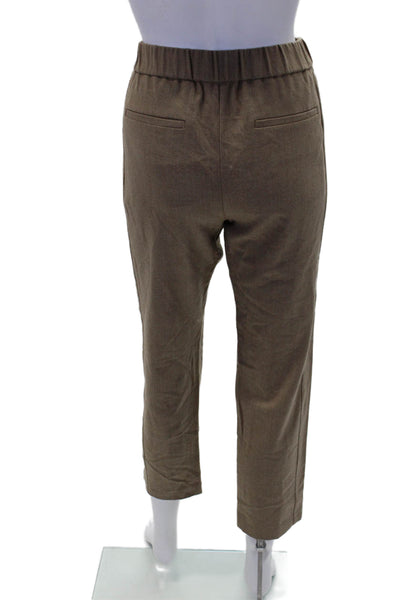 Theory Womens Elastic Waistband Straight Leg Casual Pants Brown Size 0