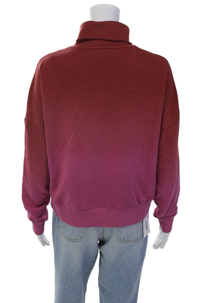Carbon 38 Womens Cotton Blend Ombre High Neck Half Zip Sweatshirt Pink Size S