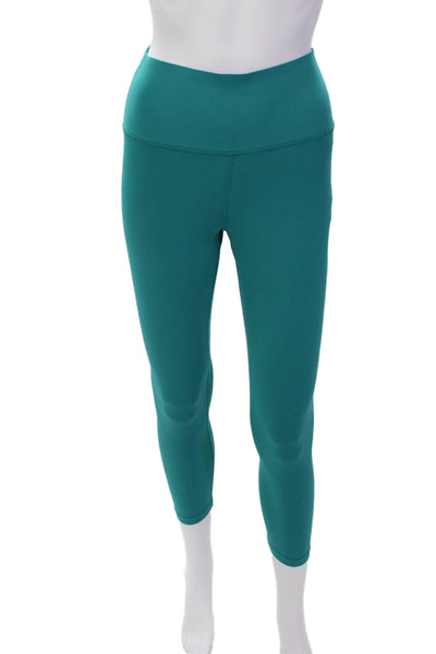 Carbon 38 Womens Solid High-Rise Activewear Cropped Leggings Turquoise Size M