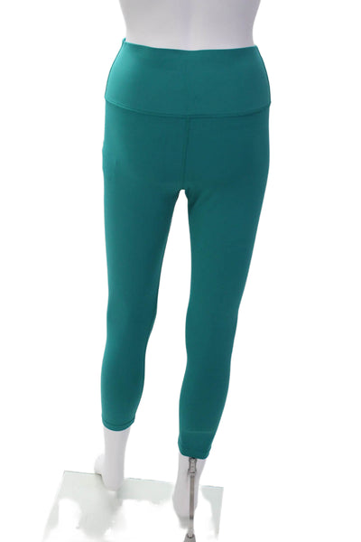 Carbon 38 Womens Solid High-Rise Activewear Cropped Leggings Turquoise Size M