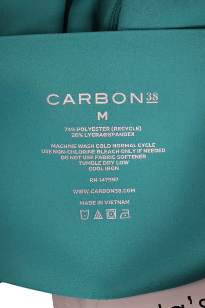 Carbon 38 Womens Solid High-Rise Activewear Cropped Leggings Turquoise Size M