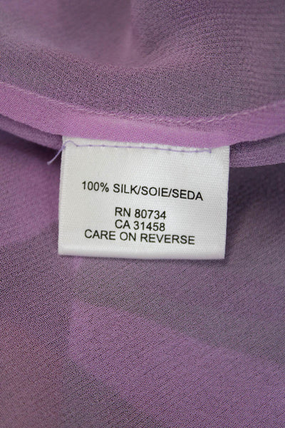 BCBGMAXAZRIA Womens Silk Floral Long Sleeve Button Up Blouse Top Purple Size XS