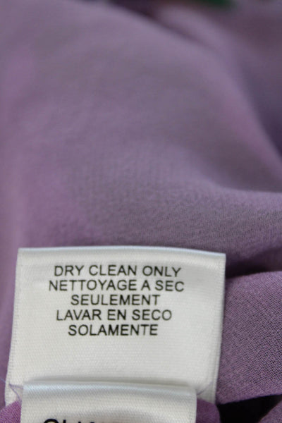 BCBGMAXAZRIA Womens Silk Floral Long Sleeve Button Up Blouse Top Purple Size XS