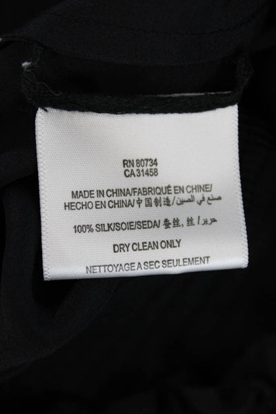 BCBGMAXAZRIA Womens Solid Silk Sleeveless Button Up Blouse Top Black Size XS