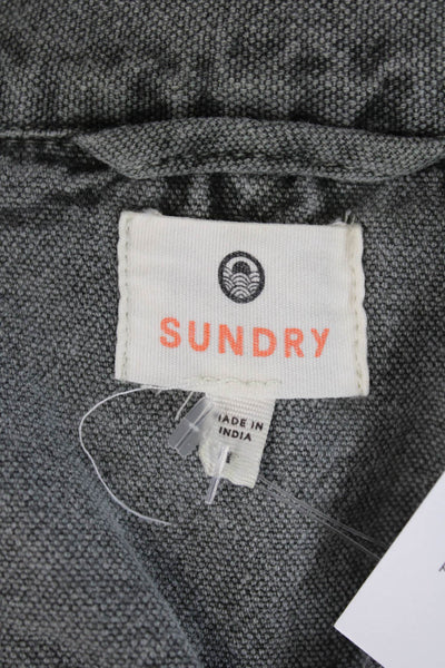 Sundry Womens Cototn Collared Multi-Pocket Button Up Cargo Jacket Green Size 1