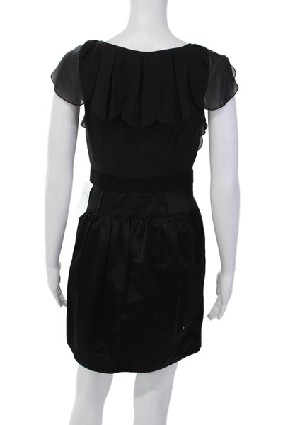 BCBGMAXAZRIA Womens Cotton Blend Round Neck Sleeveless Dress Black Size 2