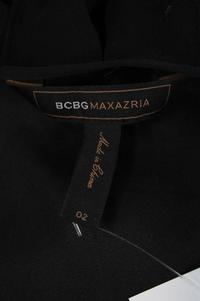 BCBGMAXAZRIA Womens Cotton Blend Round Neck Sleeveless Dress Black Size 2