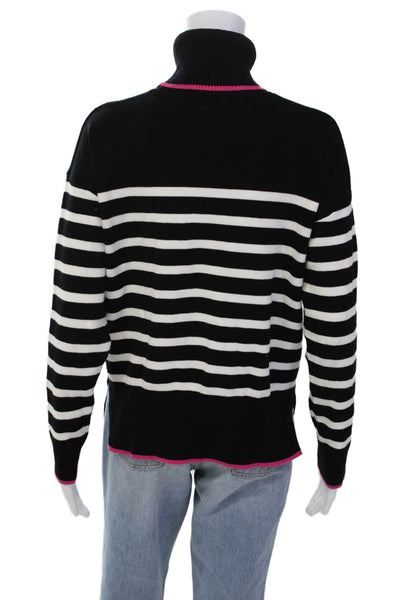 Nicole Miller Womens Long Sleeve Striped Turtleneck Sweater Black Size S