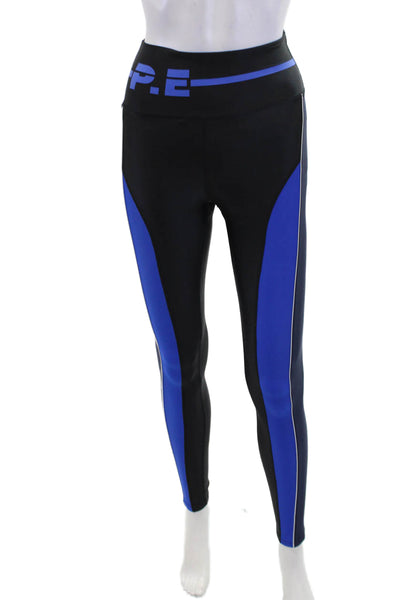 P.E Nation Womens Elastic High Waisted Striped Ankle Leggings Black Size XS
