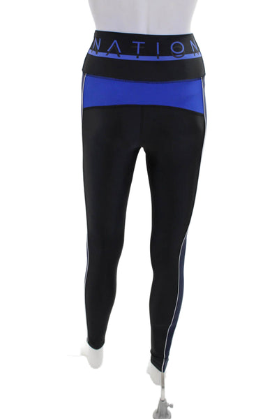 P.E Nation Womens Elastic High Waisted Striped Ankle Leggings Black Size XS