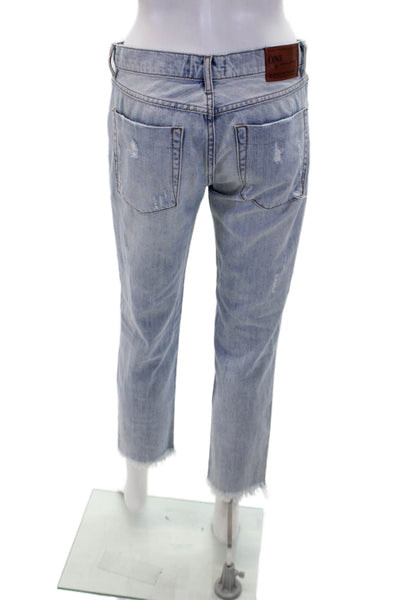 One by One Teaspoon Womens Cotton Distressed Fray Hem Jeans Blue Size 25