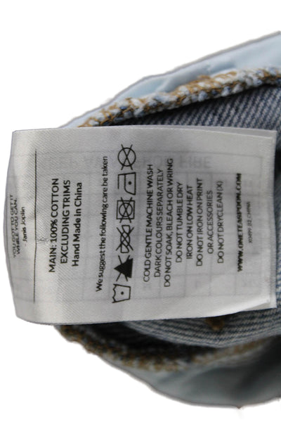 One by One Teaspoon Womens Cotton Distressed Fray Hem Jeans Blue Size 25