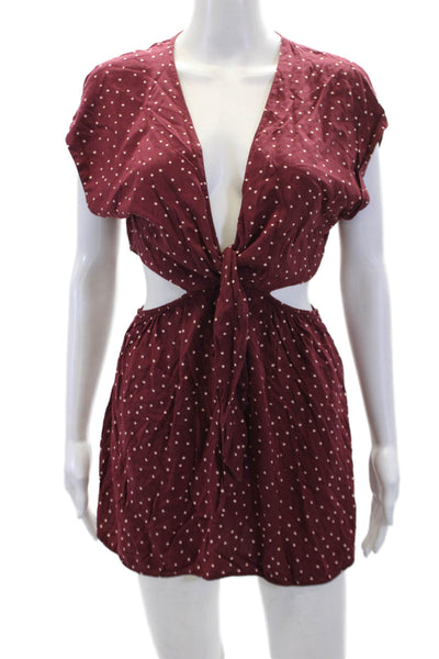 Vix Paula Hermanny Womens Polka Dot Print Waist Cut-Out Dress Red Size S