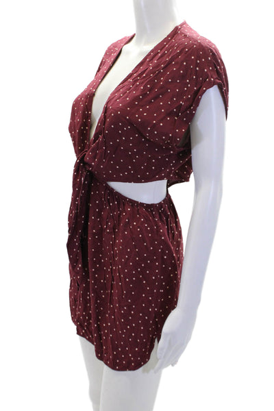 Vix Paula Hermanny Womens Polka Dot Print Waist Cut-Out Dress Red Size S