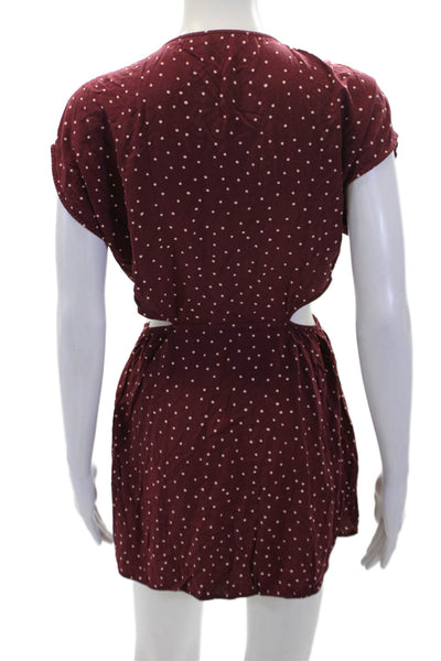 Vix Paula Hermanny Womens Polka Dot Print Waist Cut-Out Dress Red Size S
