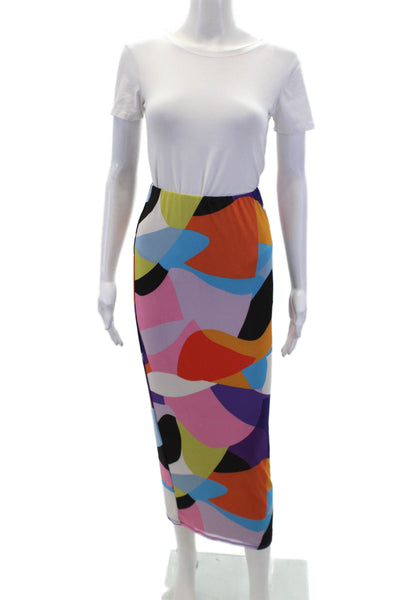 AFRM Womens Abstract Color Block Maxi Elastic Waist Skirt Multicolor Size XS