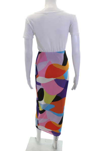 AFRM Womens Abstract Color Block Maxi Elastic Waist Skirt Multicolor Size XS