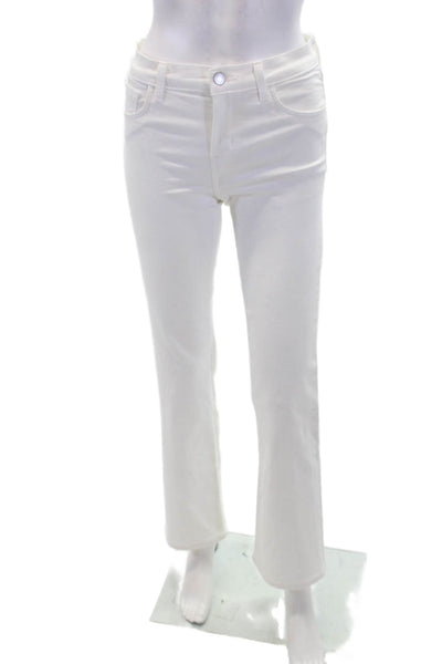 J Brand Womens Cotton Five Pocket Mid Rise Flared Leg Jeans White Size 26