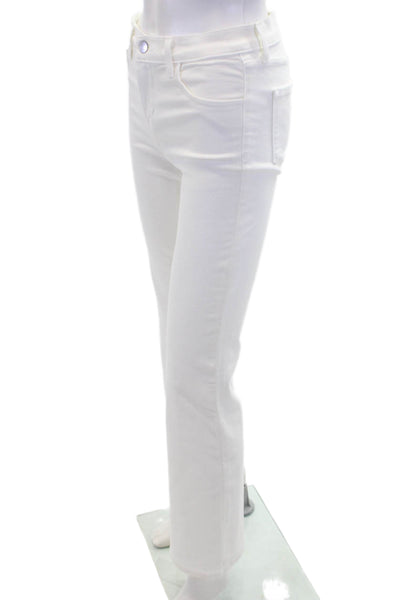 J Brand Womens Cotton Five Pocket Mid Rise Flared Leg Jeans White Size 26