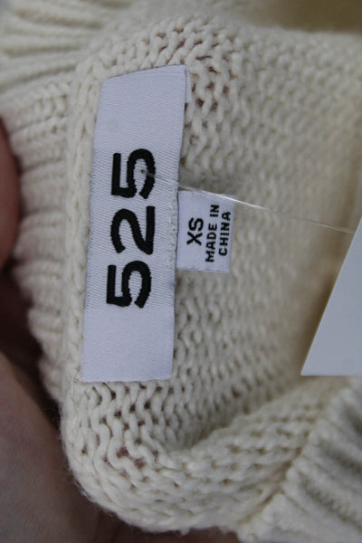 525 Womens Cotton Crew Neck Knitted Long Sleeve Sweater Solid White Size XS