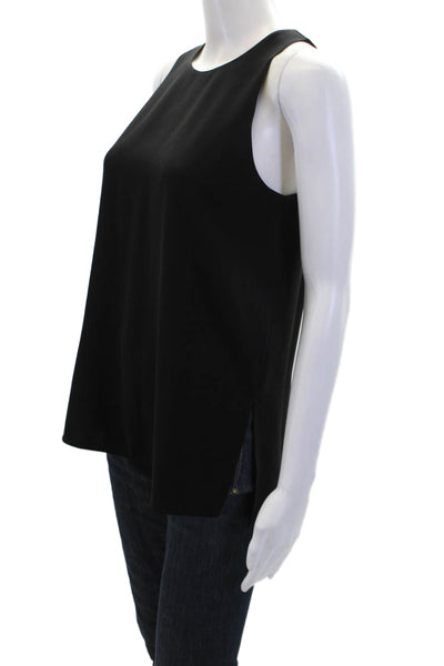 Vince Womens Round Neck Sleeveless Side Split Detail Blouse Black Size XS