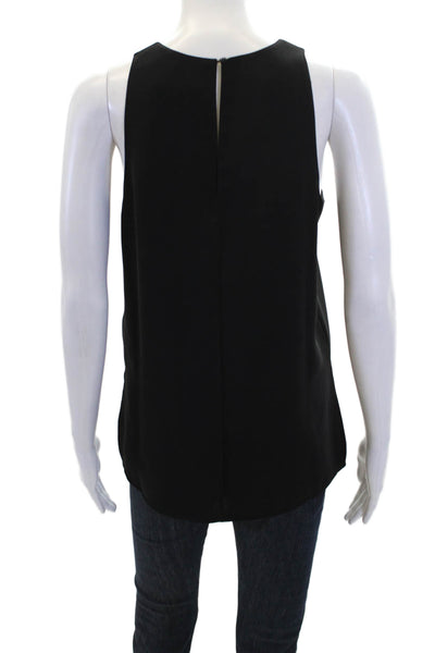 Vince Womens Round Neck Sleeveless Side Split Detail Blouse Black Size XS