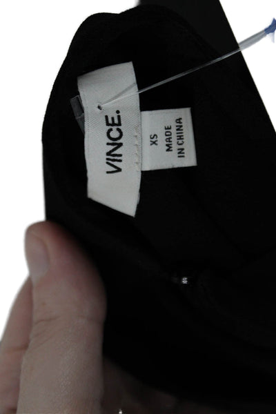 Vince Womens Round Neck Sleeveless Side Split Detail Blouse Black Size XS