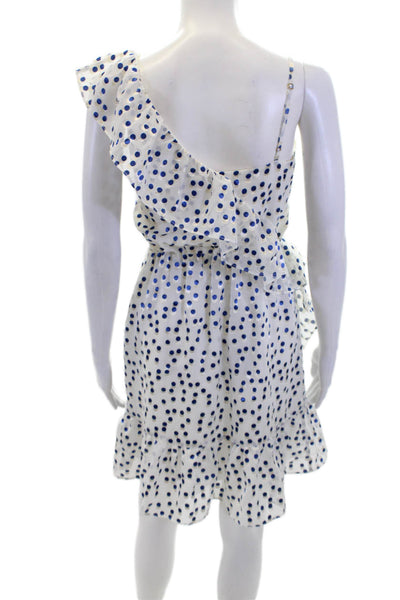 Lilly Pulitzer Womens Polka Dot One Shoulder Mini Dress White Size 2XS