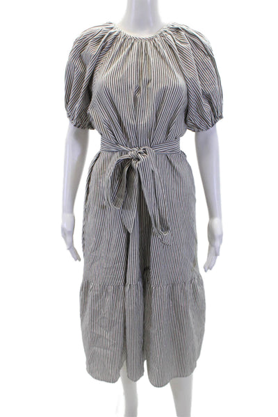 Never A Wallflower Womens Metallic Striped Short Sleeve Dress White Size XS