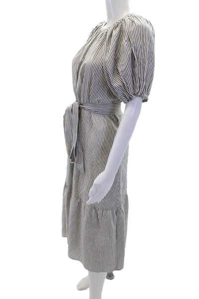 Never A Wallflower Womens Metallic Striped Short Sleeve Dress White Size XS