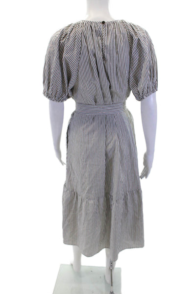 Never A Wallflower Womens Metallic Striped Short Sleeve Dress White Size XS