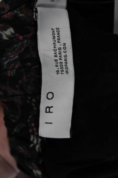 IRO Womens Elastic Waist Graphic Print Tiered Mini Skirt Black Size 36