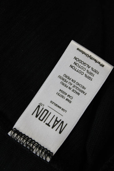 Nation LTD Womens Cotton Puff Short Sleeve V-Neck T-Shirt Black Size XS