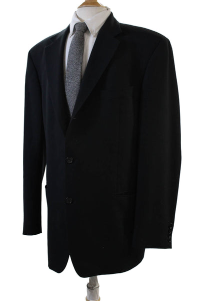 Hugo Boss Mens Double Breasted Button Up Long Sleeve Blazer Black Size XL