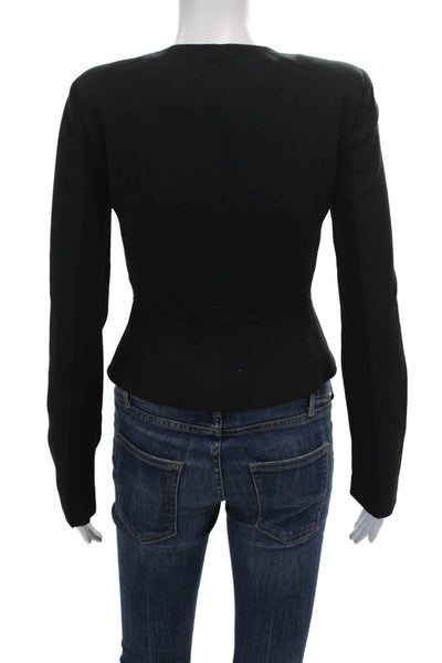 BCBGMAXAZRIA Womens Round Neck Long Sleeve Zip Up Jacket Black Size XXS