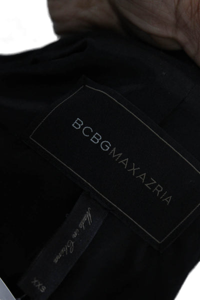 BCBGMAXAZRIA Womens Round Neck Long Sleeve Zip Up Jacket Black Size XXS