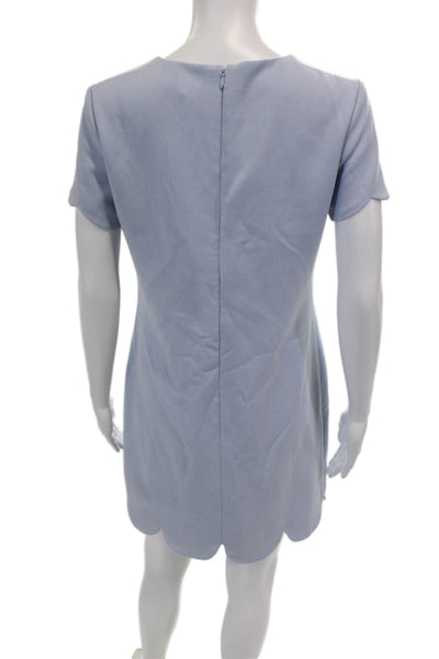 Shoshanna Womens Scalloped Edge Round Neck Short Sleeve Dress Blue Size 4