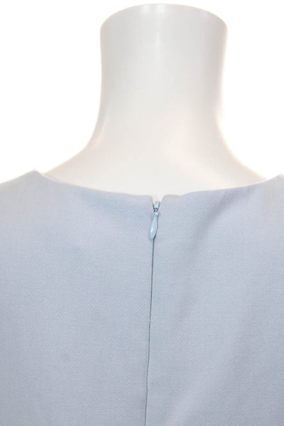 Shoshanna Womens Scalloped Edge Round Neck Short Sleeve Dress Blue Size 4