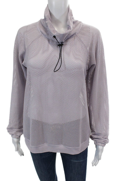 Koral Women's High Neck Long Sleeves Mesh Athletic Lounge Blouse Purple Size S