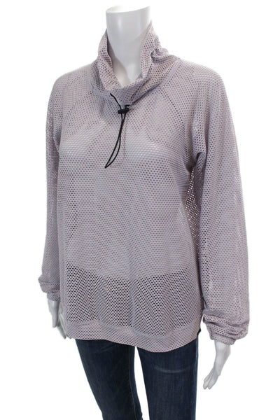 Koral Women's High Neck Long Sleeves Mesh Athletic Lounge Blouse Purple Size S