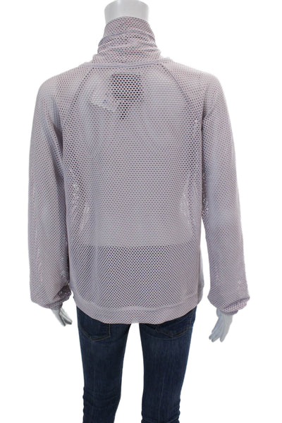 Koral Women's High Neck Long Sleeves Mesh Athletic Lounge Blouse Purple Size S