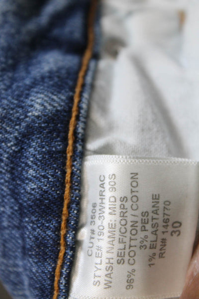 Re/Done Womens Cotton Distressed Medium Wash Mid-Rise Tapered Jeans Size 30