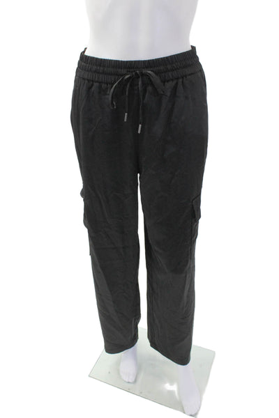 Rachel Zoe Womens Pocketed Satin Drawstring Waist Casual Pants Black Size S